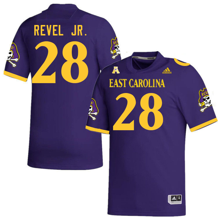 Men #28 Shavon Revel Jr. ECU Pirates College Football Jerseys Stitched-Purple